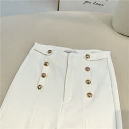 image-Women's High-Waisted Straight Wide-Leg Casual Pants Black Polyester