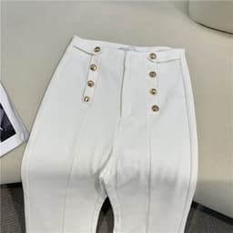 image-Women's High-Waisted Straight Wide-Leg Casual Pants Black Polyester