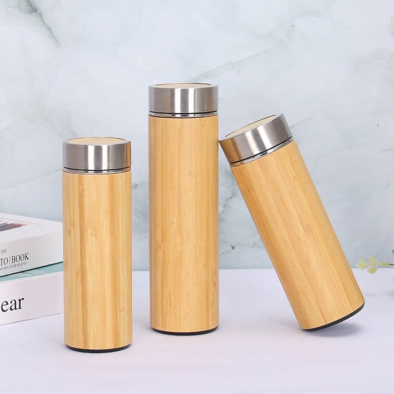 image-Stainless Steel Bamboo Insulated Thermos Cup 304