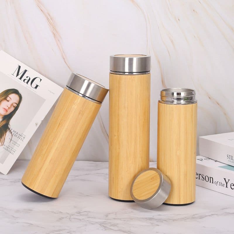 image-Stainless Steel Bamboo Insulated Thermos Cup 304