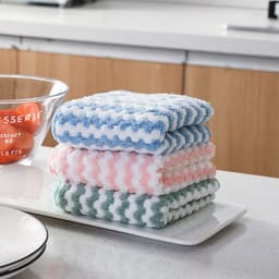 image-Corner Striped Microfiber Dish Towel 10 Pack Water Ripple Kitchen Cloth