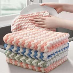 image-Corner Striped Microfiber Dish Towel 10 Pack Water Ripple Kitchen Cloth