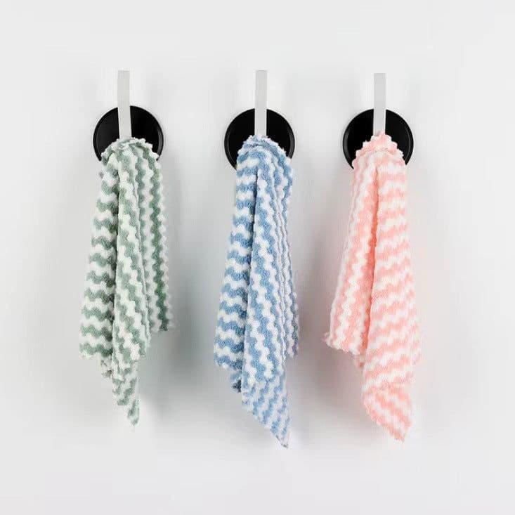image-Corner Striped Microfiber Dish Towel 10 Pack Water Ripple Kitchen Cloth