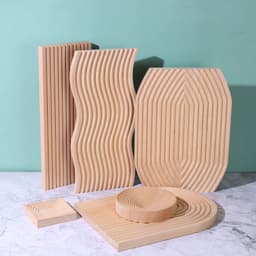 image-Beech Wood Serving Tray Square 10cm Rainbow Water Ripple Pattern