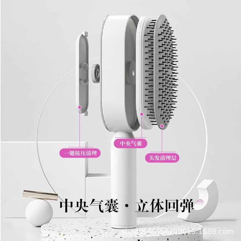 image-Narushima Massage Comb with Air Cushion and Press-Clean Design