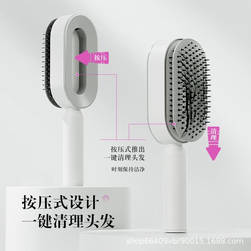 image-Narushima Massage Comb with Air Cushion and Press-Clean Design