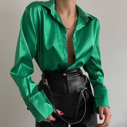 image-Women's Long-Sleeved Satin Shirt Single-Breasted Casual Top