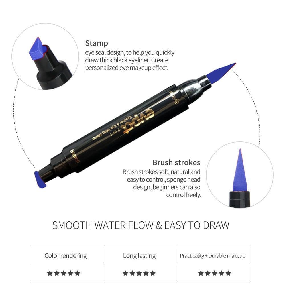 image-EVPCT Double-Ended Winged Eyeliner Stamp Pen - Black