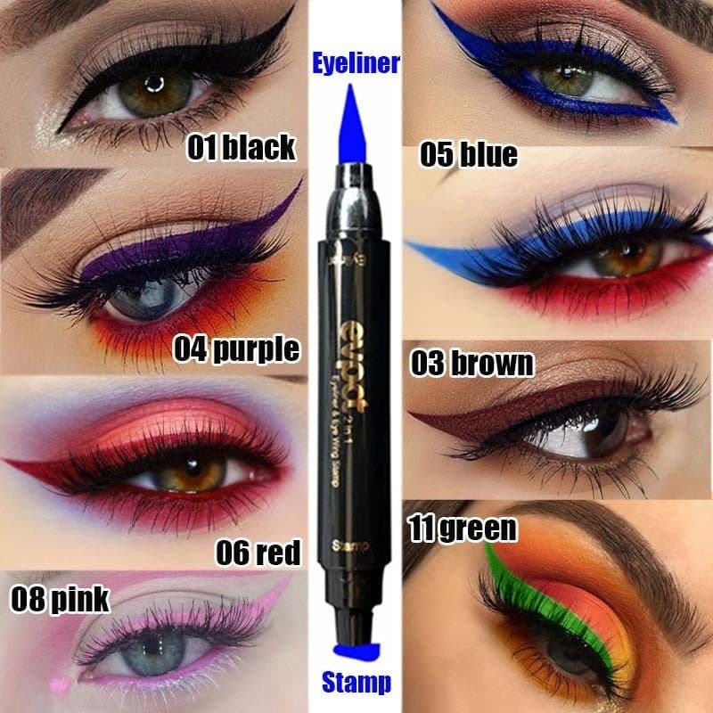 image-EVPCT Double-Ended Winged Eyeliner Stamp Pen - Black