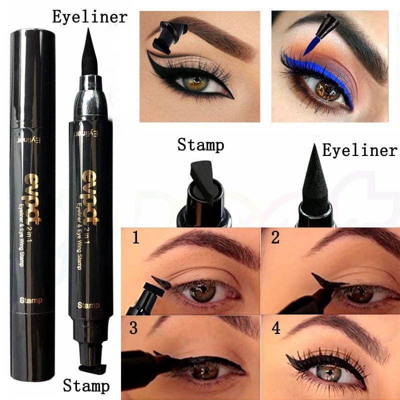 image-EVPCT Double-Ended Winged Eyeliner Stamp Pen - Black