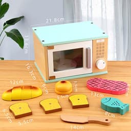 image-Wooden Kitchen Pretend Play Set with Oven Mixer Coffee Maker Toy