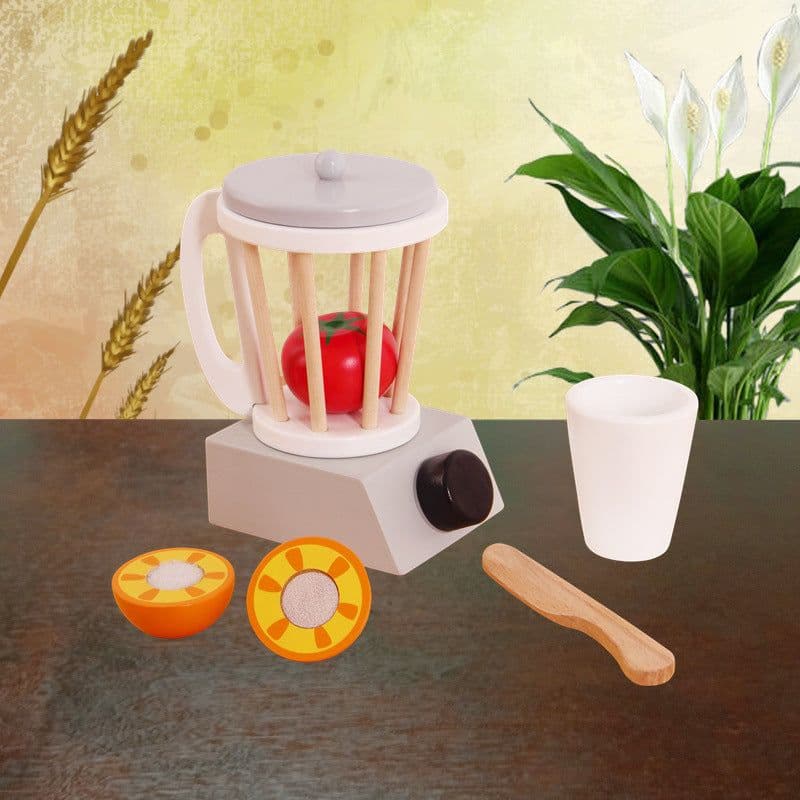 image-Wooden Kitchen Pretend Play Set with Oven Mixer Coffee Maker Toy