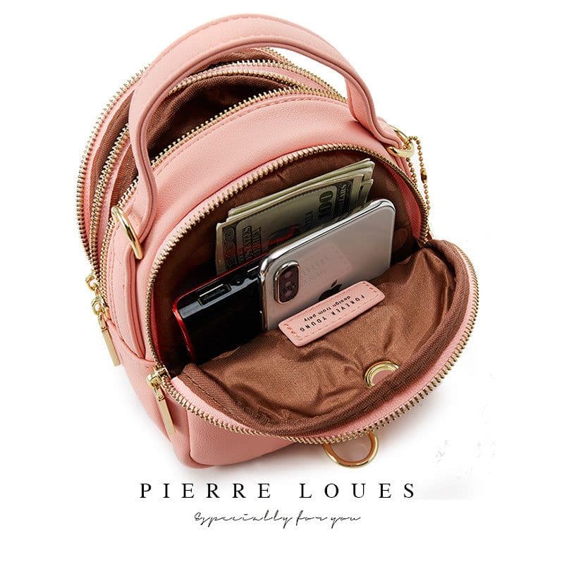 image-Pierre Louis Women's PU Leather Backpack Solid Color Medium Capacity