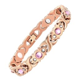image-Women's Stainless Steel Magnetic Bracelet with Crystal Accents