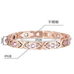 image-Women's Stainless Steel Magnetic Bracelet with Crystal Accents