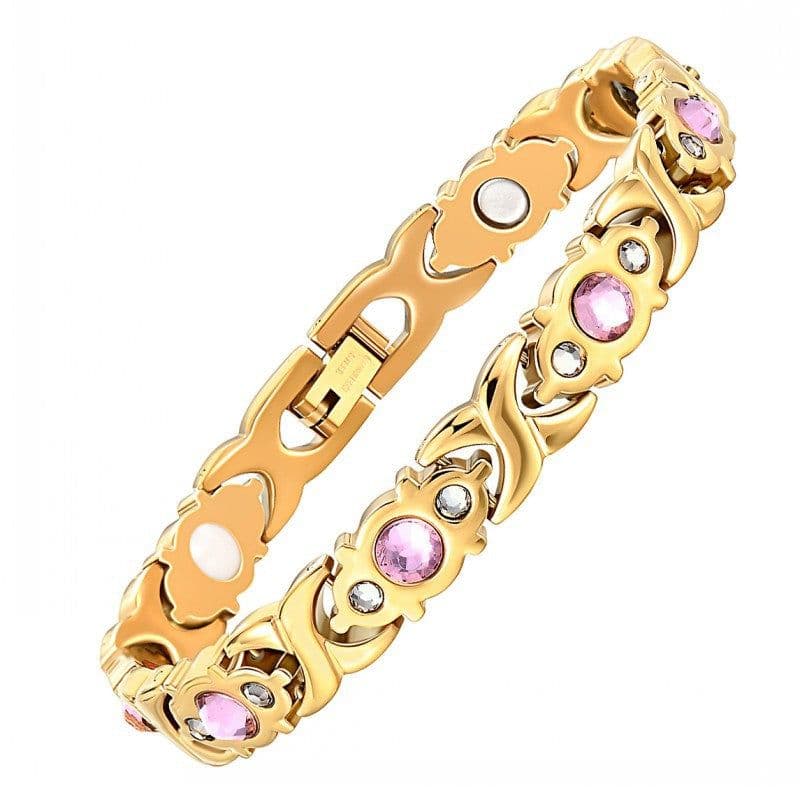 image-Women's Stainless Steel Magnetic Bracelet with Crystal Accents
