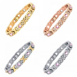 image-Women's Stainless Steel Magnetic Bracelet with Crystal Accents