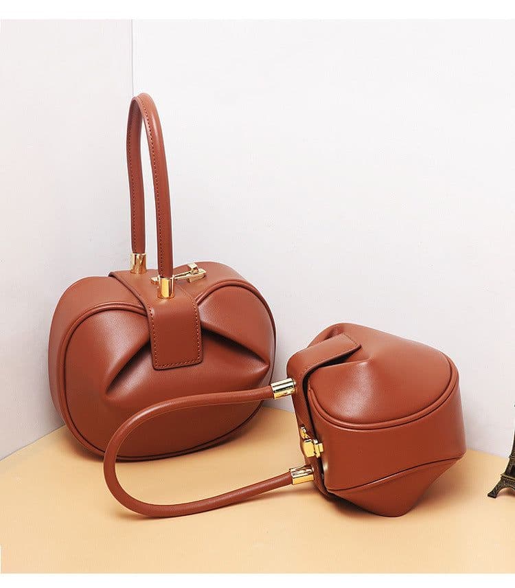 image-Women's Leather Dumpling Shoulder Bag Yellow Cowhide Handbag