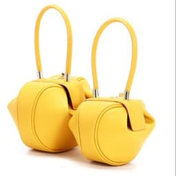 image-Women's Leather Dumpling Shoulder Bag Yellow Cowhide Handbag