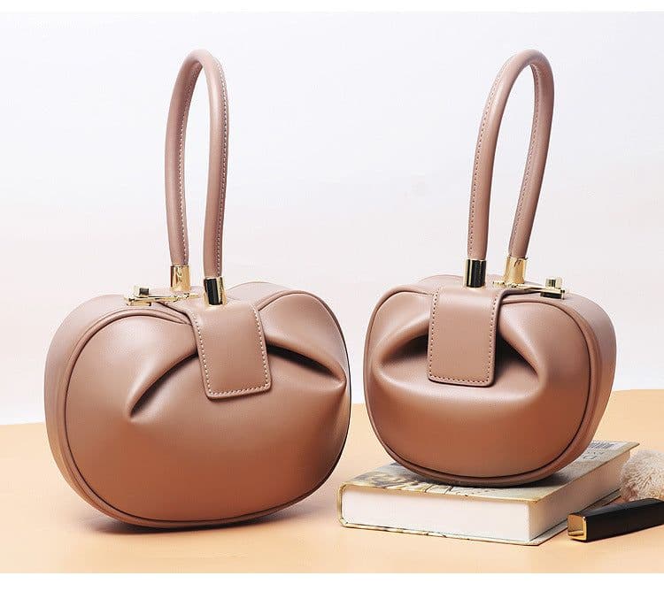 image-Women's Leather Dumpling Shoulder Bag Yellow Cowhide Handbag