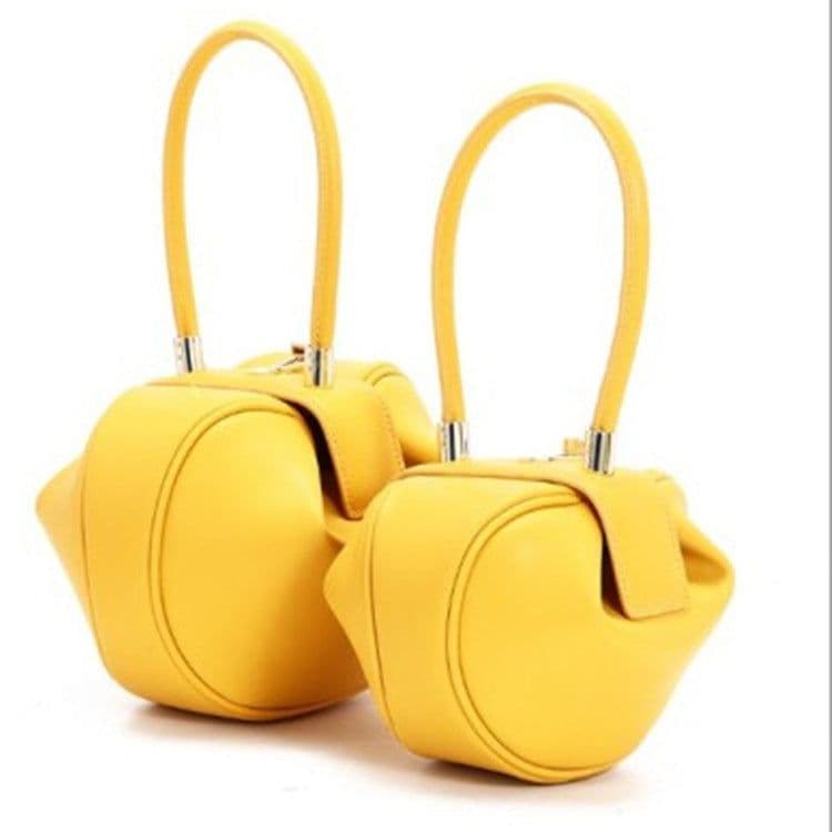 image-Women's Leather Dumpling Shoulder Bag Yellow Cowhide Handbag