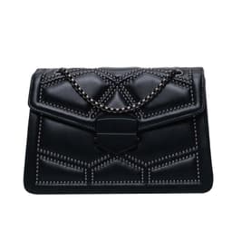 image-Shangxin Small Square Shoulder Bag Chain Strap Rivet Brown PU