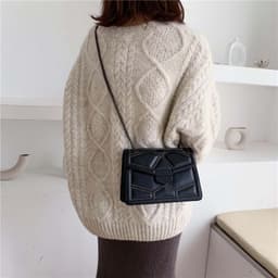 image-Shangxin Small Square Shoulder Bag Chain Strap Rivet Brown PU