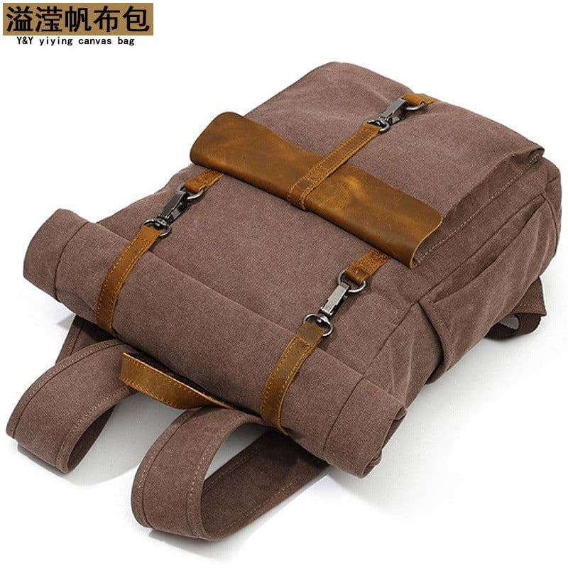 image-Canvas Backpack with Laptop Compartment 20-35L Travel School Bag