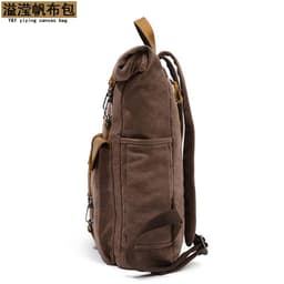 image-Canvas Backpack with Laptop Compartment 20-35L Travel School Bag