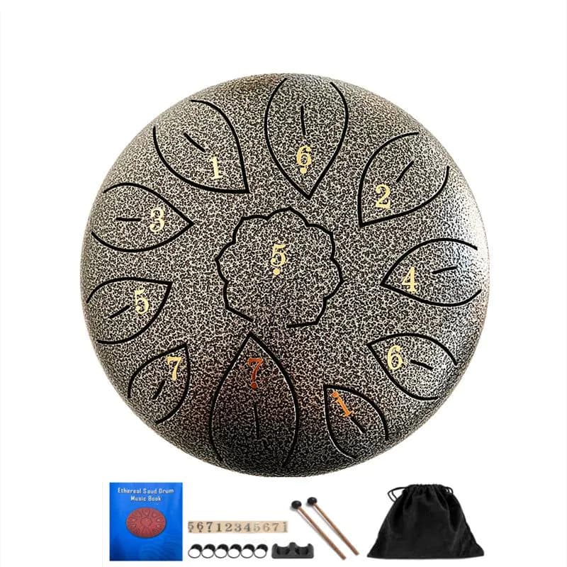 image-6-inch Steel Tongue Drum 8-Tone Ethereal Drum with Accessories