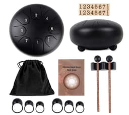 image-6-inch Steel Tongue Drum 8-Tone Ethereal Drum with Accessories
