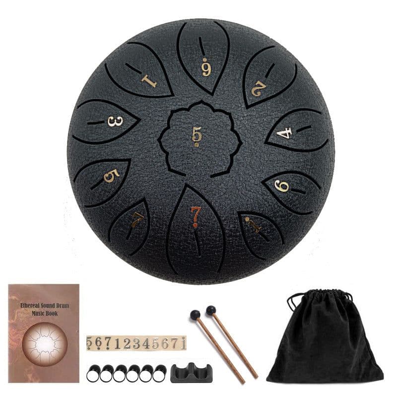 image-6-inch Steel Tongue Drum 8-Tone Ethereal Drum with Accessories