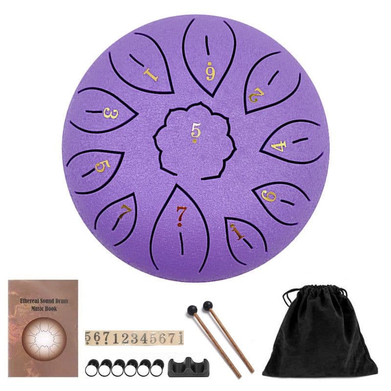 image-6-inch Steel Tongue Drum 8-Tone Ethereal Drum with Accessories