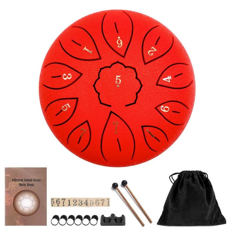 image-6-inch Steel Tongue Drum 8-Tone Ethereal Drum with Accessories