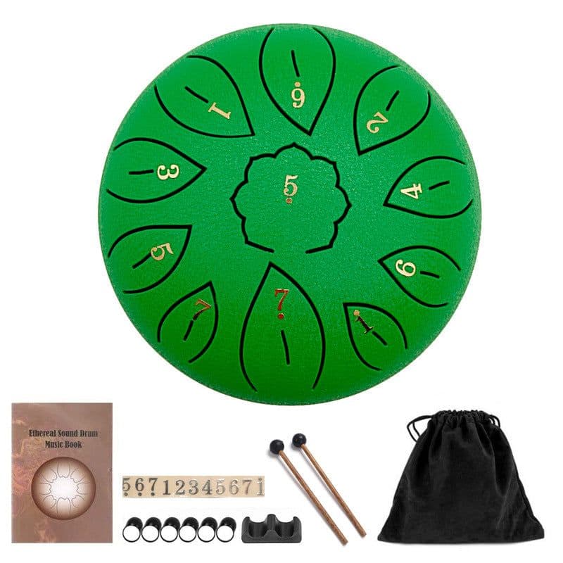 image-6-inch Steel Tongue Drum 8-Tone Ethereal Drum with Accessories