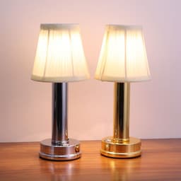 image-Nordic Fabric Lampshade Table Lamp USB Charging Bedside Light