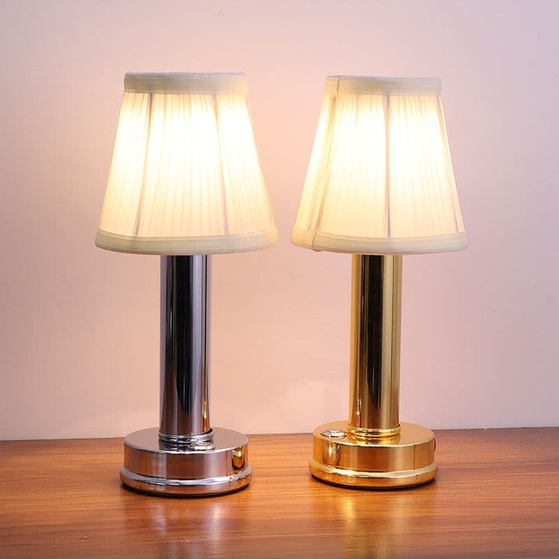 image-Nordic Fabric Lampshade Table Lamp USB Charging Bedside Light