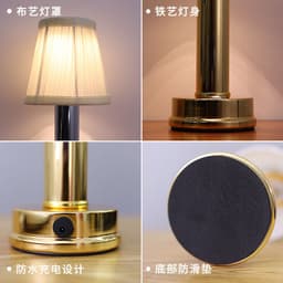 image-Nordic Fabric Lampshade Table Lamp USB Charging Bedside Light