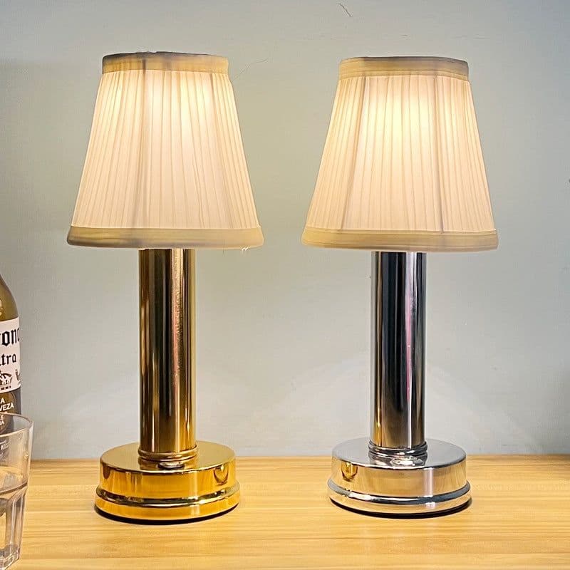 image-Nordic Fabric Lampshade Table Lamp USB Charging Bedside Light
