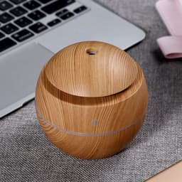 image-USB Mushroom Wood Grain Humidifier Aroma Diffuser with Night Light