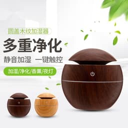 image-USB Mushroom Wood Grain Humidifier Aroma Diffuser with Night Light
