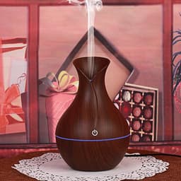 image-USB Mushroom Wood Grain Humidifier Aroma Diffuser with Night Light