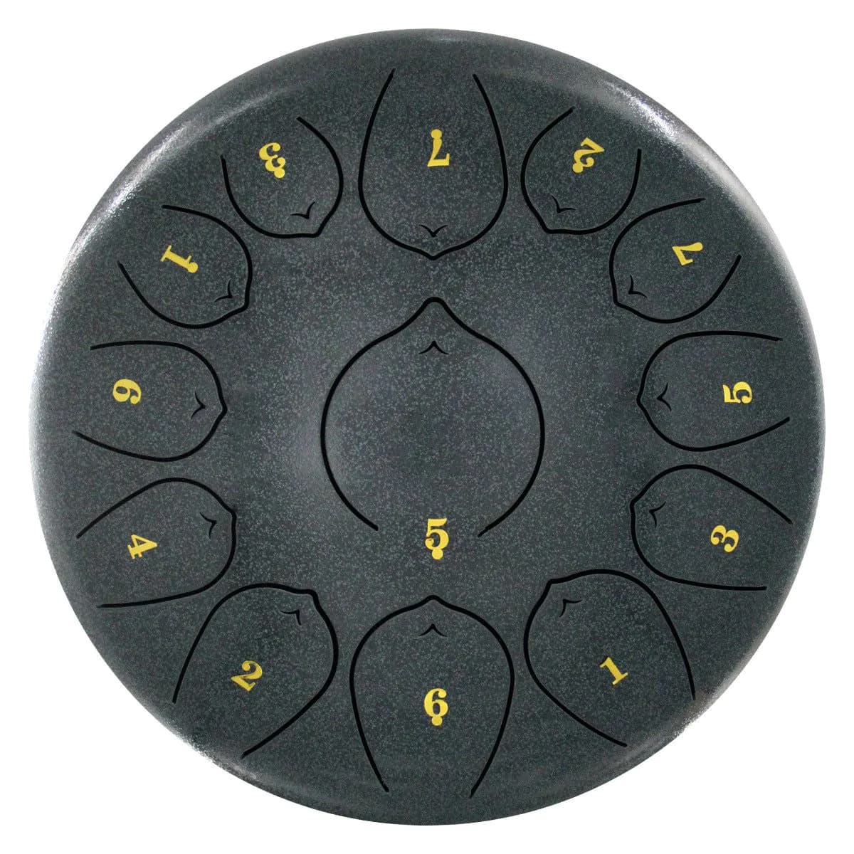 image-Ethereal Drum 12 Inch Steel Tongue Drum 13 Tone Sanskrit