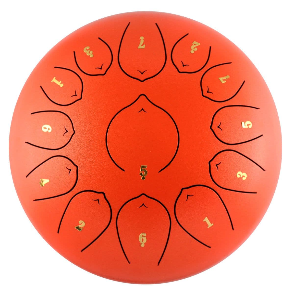 image-Ethereal Drum 12 Inch Steel Tongue Drum 13 Tone Sanskrit