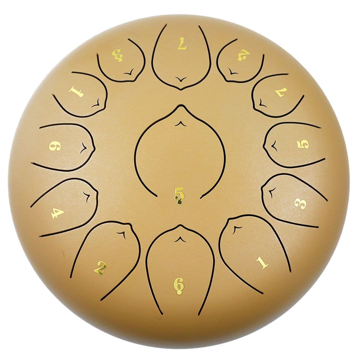 image-Ethereal Drum 12 Inch Steel Tongue Drum 13 Tone Sanskrit