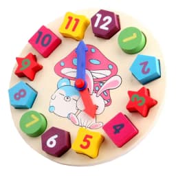 image-Wooden Shape Clock Teaching Toy Educational Building Blocks