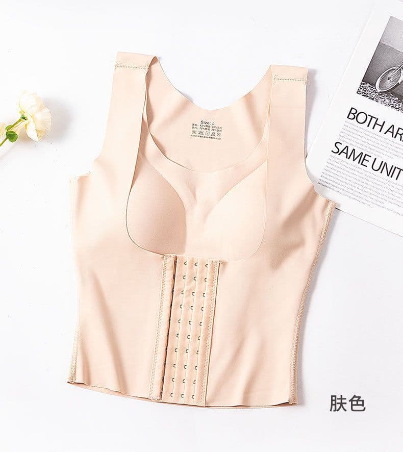 image-Women's Seamless Shaping Bra Vest with Abdomen Support