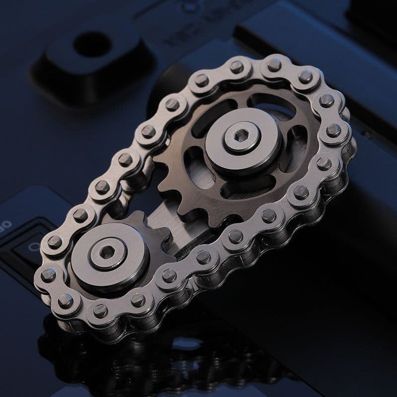 image-Metal Chain Gear Fidget Spinner Toy Sprocket Flywheel EDC