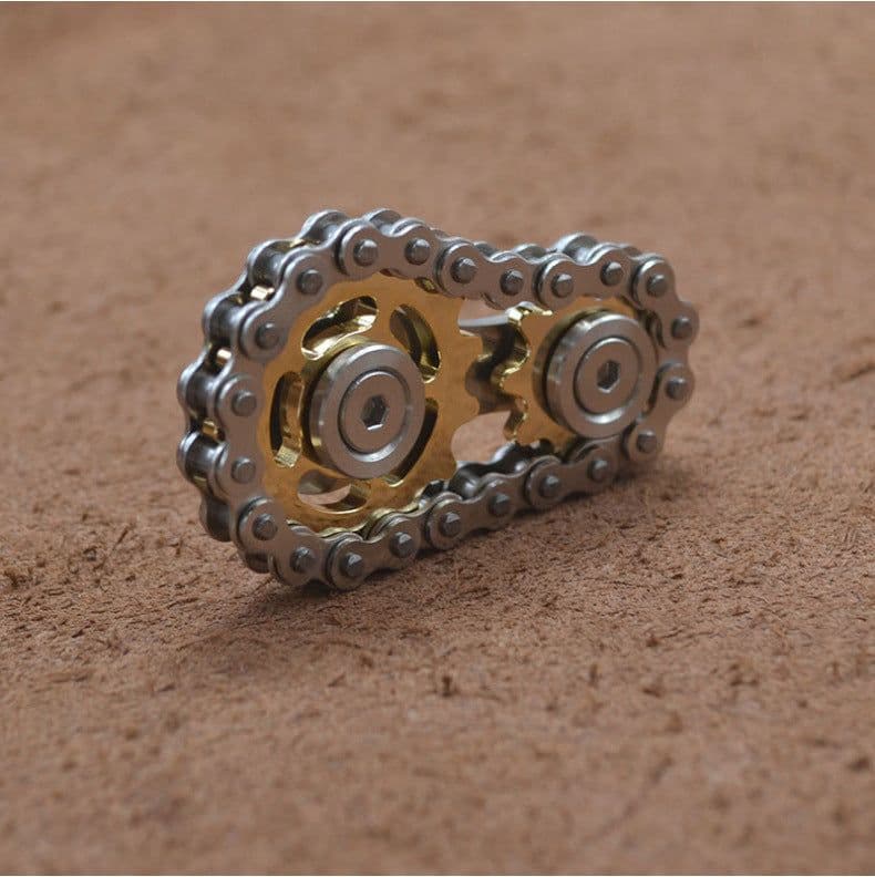 image-Metal Chain Gear Fidget Spinner Toy Sprocket Flywheel EDC