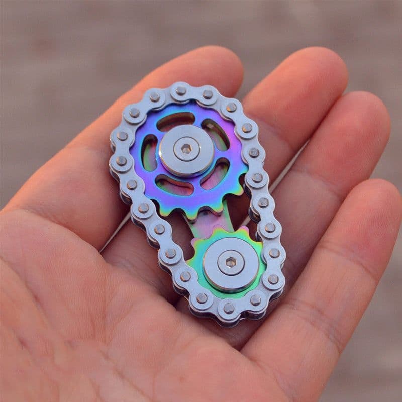 image-Metal Chain Gear Fidget Spinner Toy Sprocket Flywheel EDC